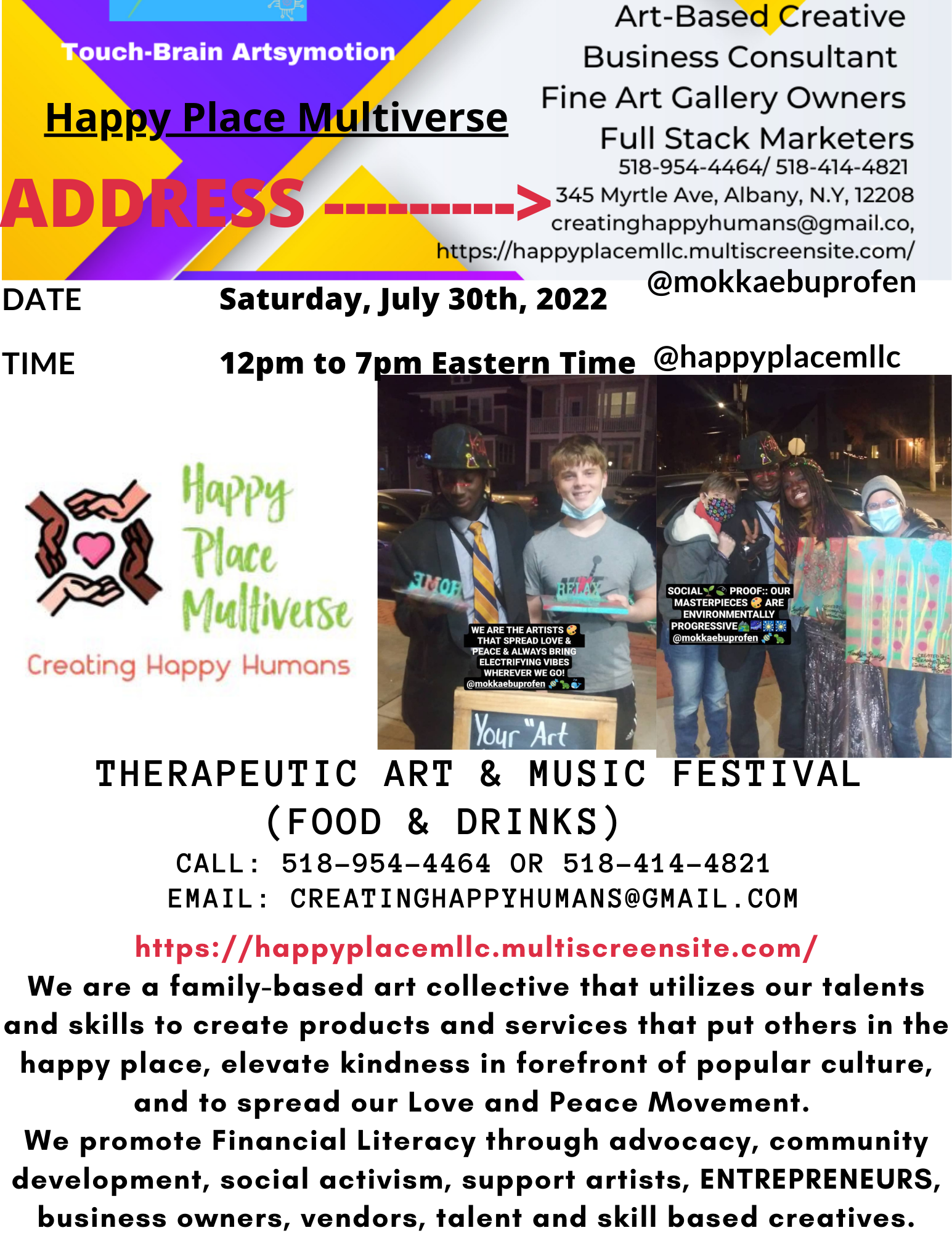 THERAPEUTIC ART & MUSIC FESTIVAL FLYER